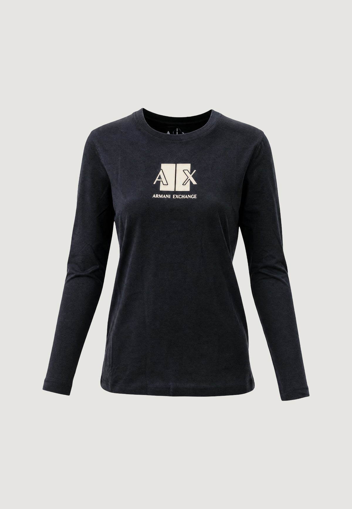 Armani Exchange T-shirt met Lange Mouwen en Print Dames – Zwart