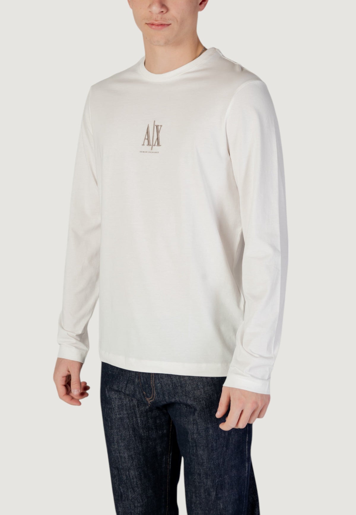 Armani Exchange T-shirt met Lange Mouwen en Print Heren – Wit