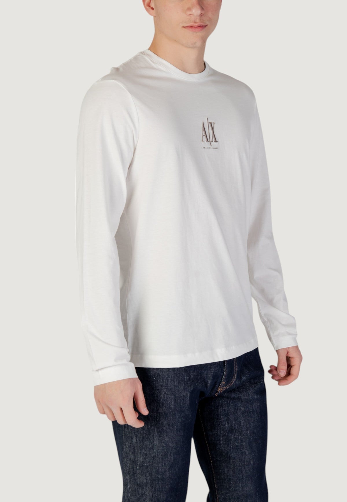 Armani Exchange T-shirt met Lange Mouwen en Print Heren – Wit