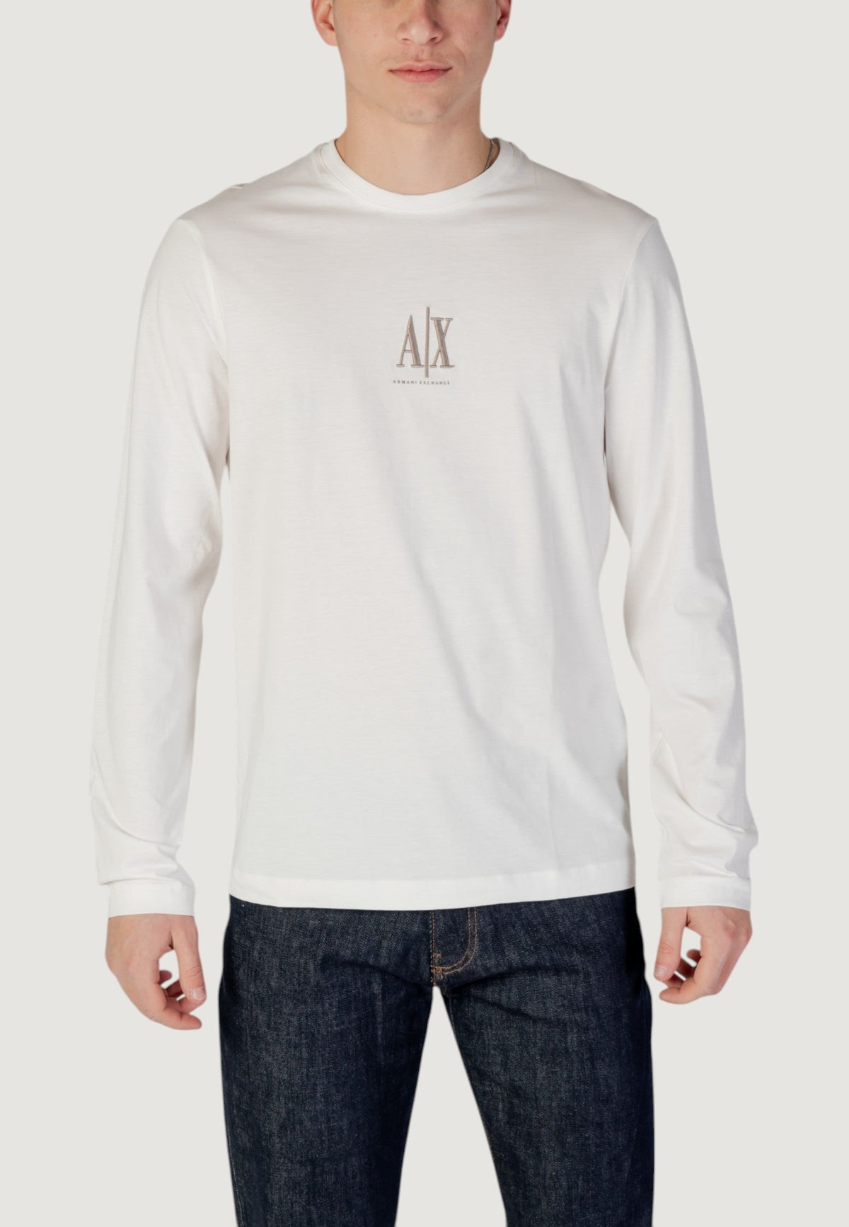 Armani Exchange T-shirt met Lange Mouwen en Print Heren – Wit
