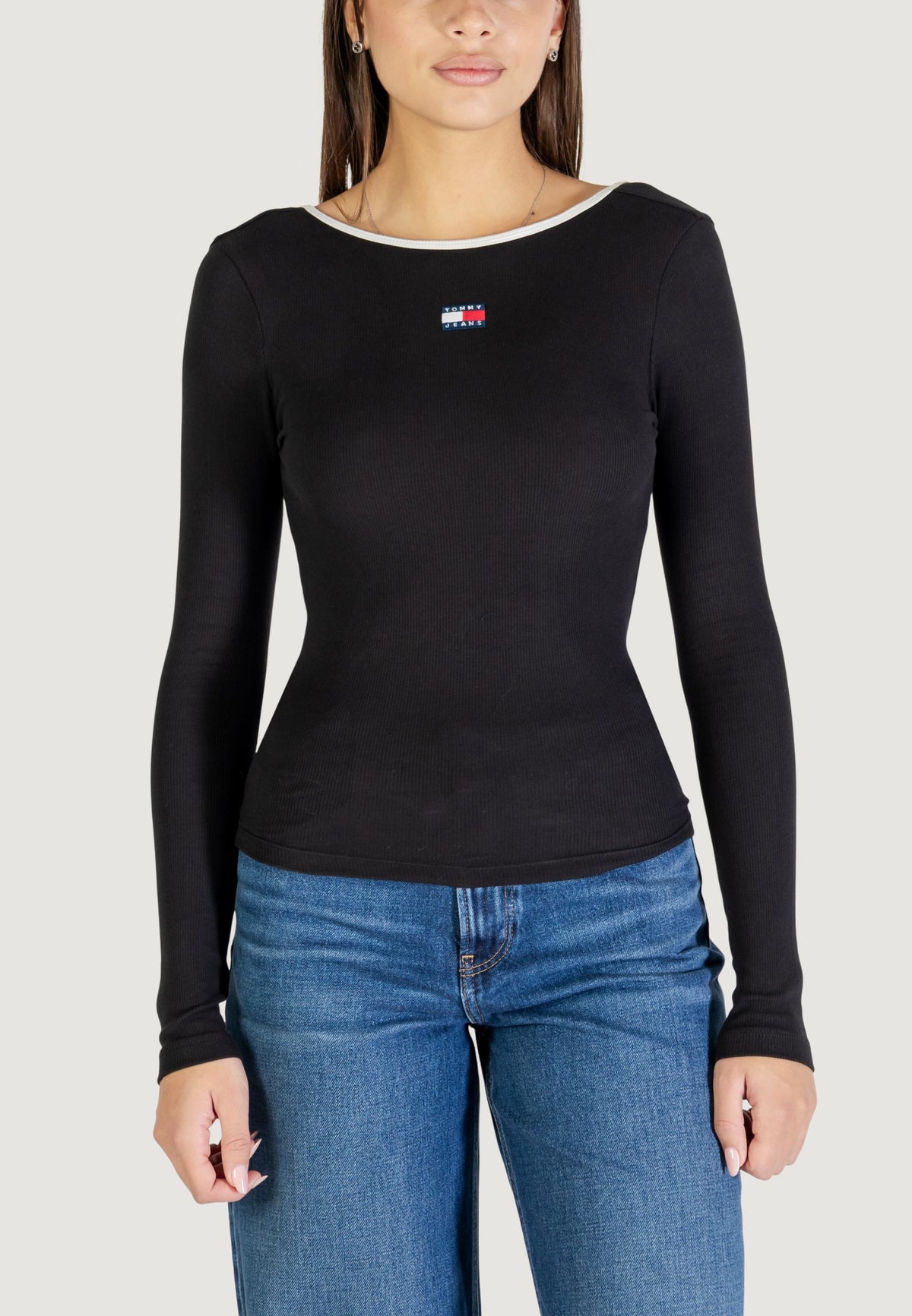 Tommy Hilfiger Stretch Trui met Lange Mouwen – Zwart