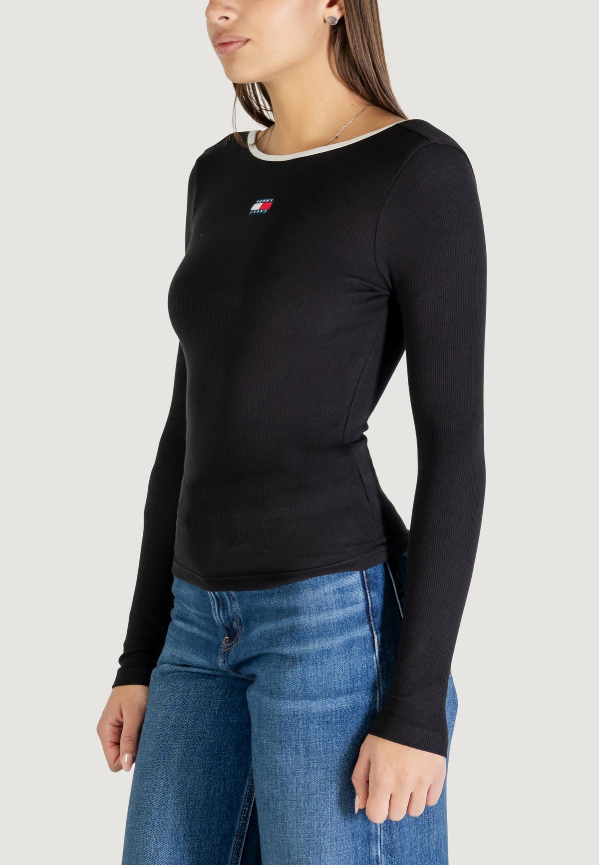 Tommy Hilfiger Stretch Trui met Lange Mouwen – Zwart