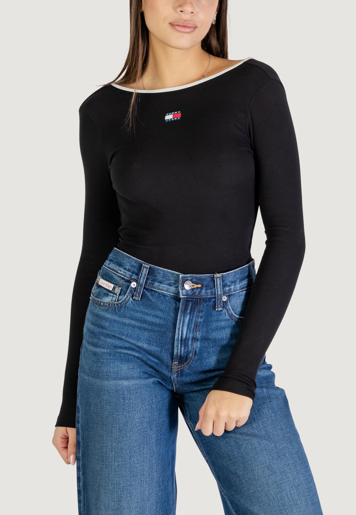 Tommy Hilfiger Stretch Trui met Lange Mouwen – Zwart