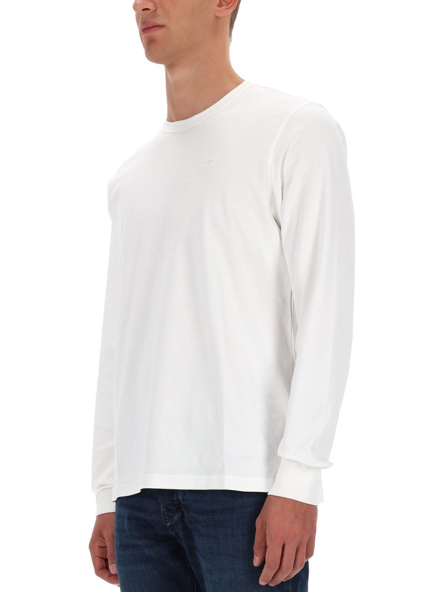Diesel Longsleeve met geborduurd logo – Wit