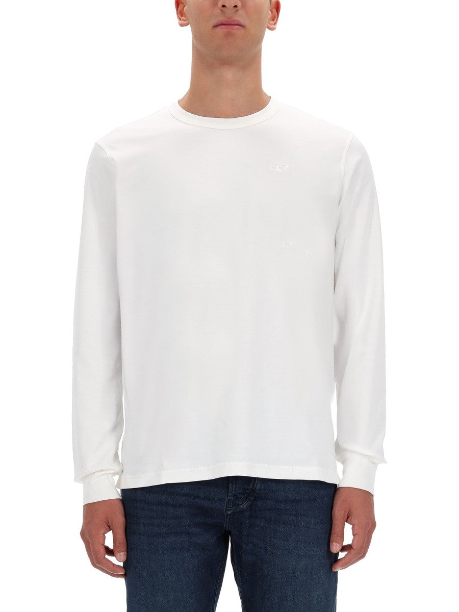 Diesel Longsleeve met geborduurd logo – Wit