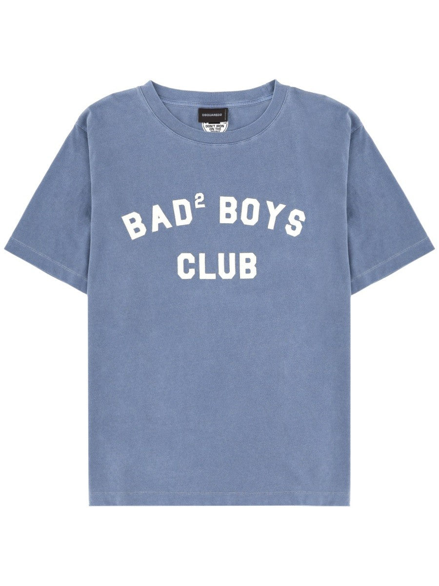 Dsquared2 T-shirt met borduursel – Middenblauw