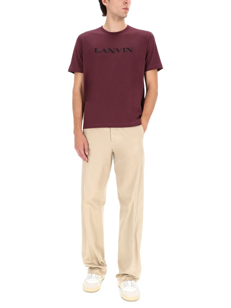 Lanvin T-shirt met Logo – Bordeaux
