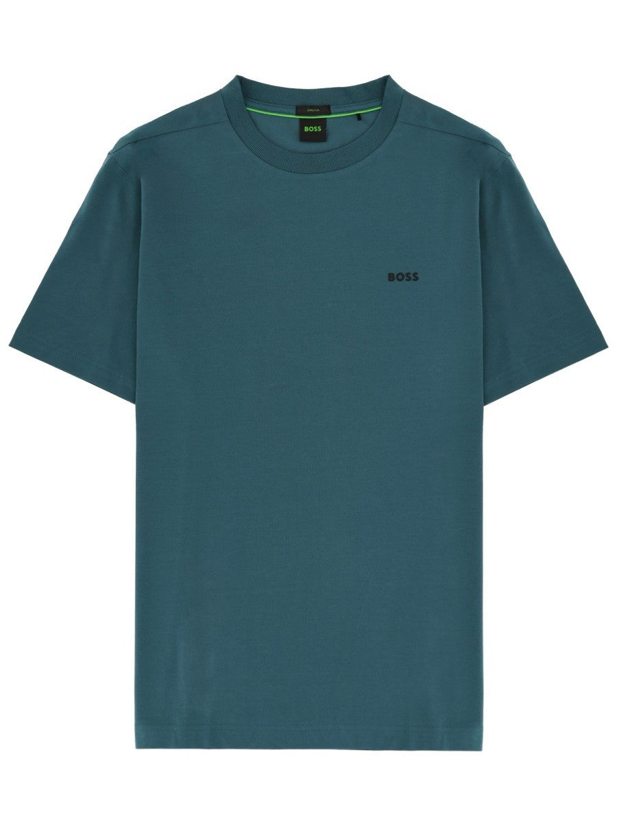 Boss Katoenen T-shirt met logo – Petrol