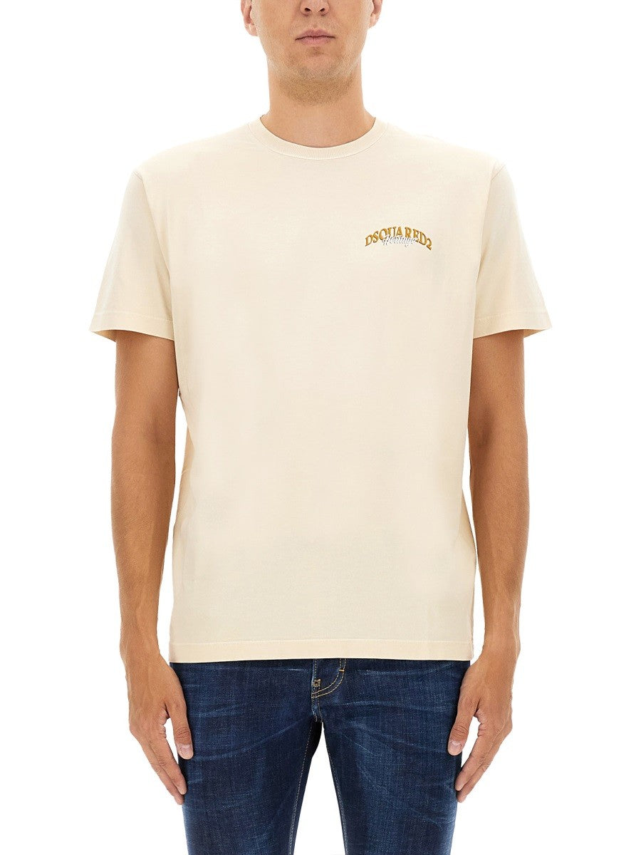 Dsquared2 T-shirt met logo – Beige