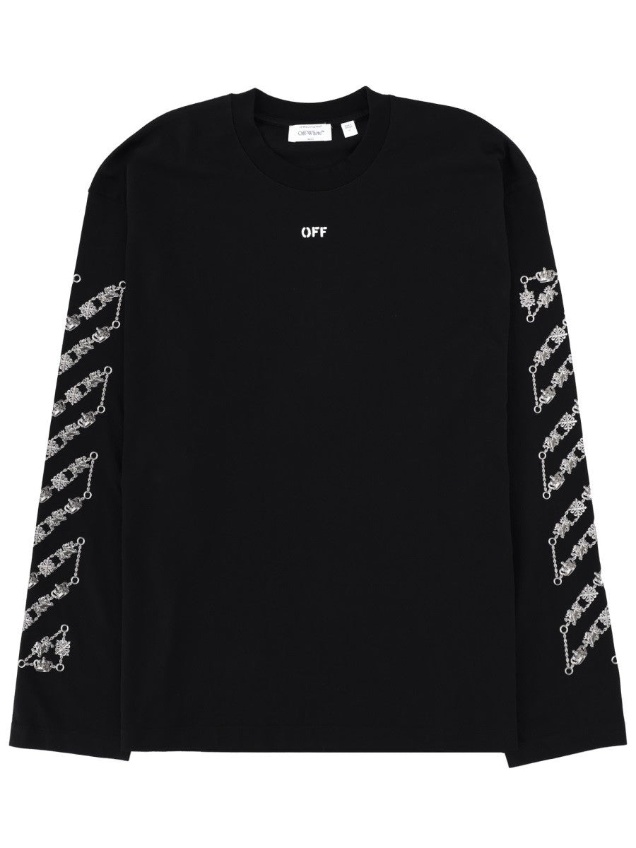 Off-White T-shirt met Logo – Zwart