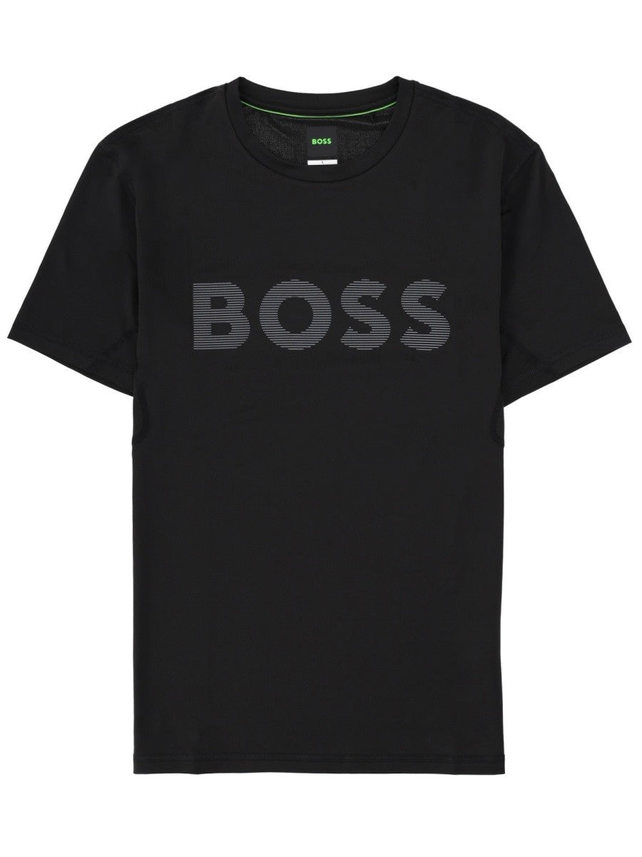 Boss Polyester T-shirt met logo – Zwart