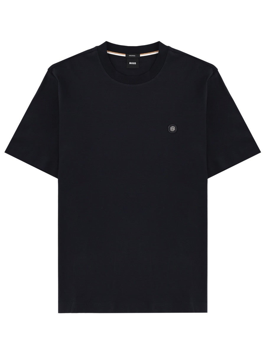 Boss Katoenen T-shirt met logo – Marineblauw