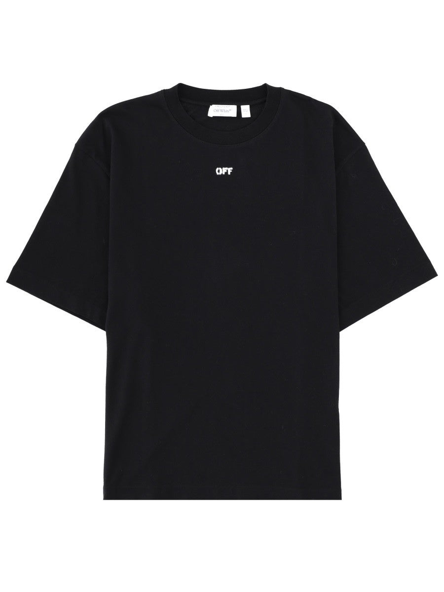 Off-White T-shirt met Logo – Zwart