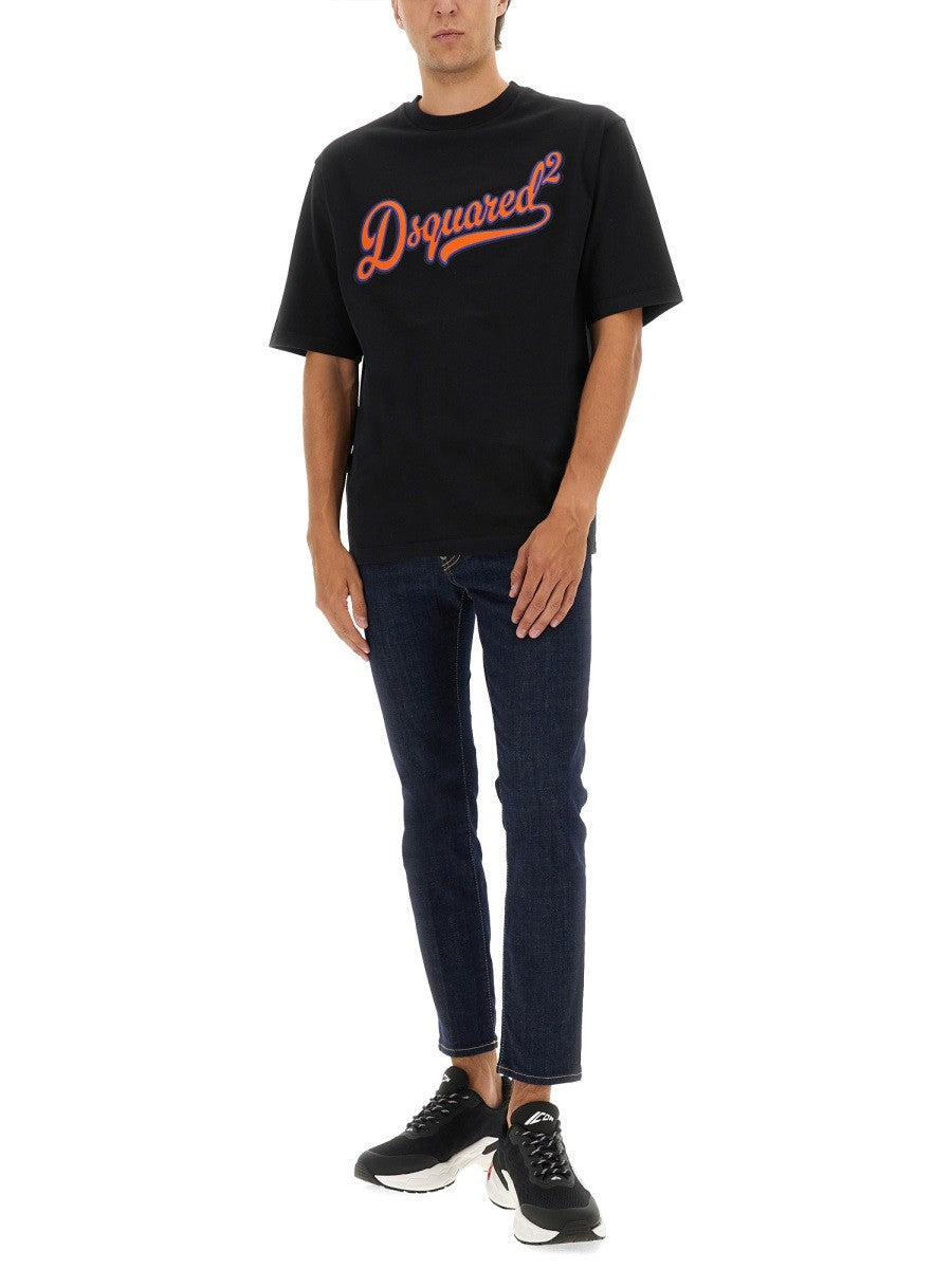 Dsquared2 T-shirt met logo – Zwart