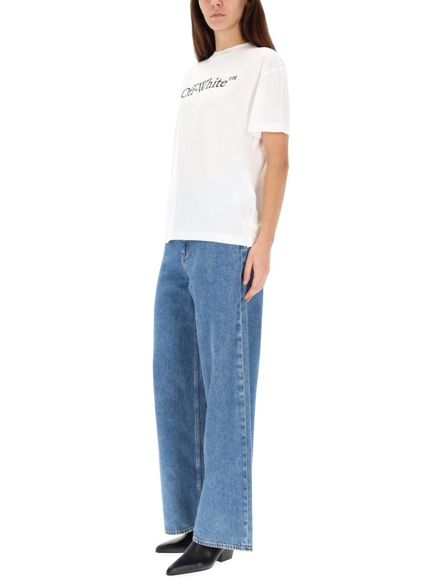 Off-White T-shirt met Logo Dames – Wit