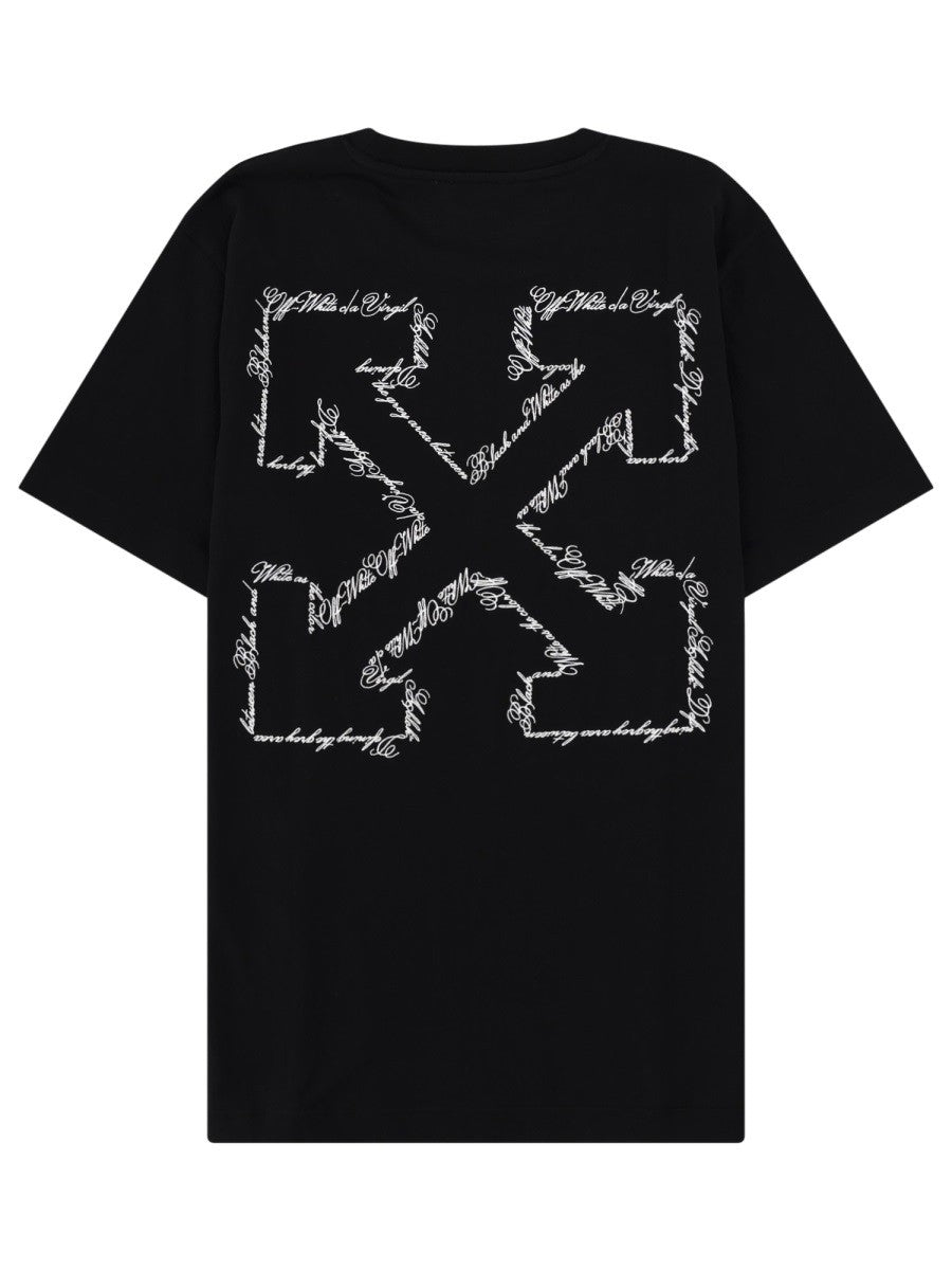 Off-White T-shirt met Logo – Zwart