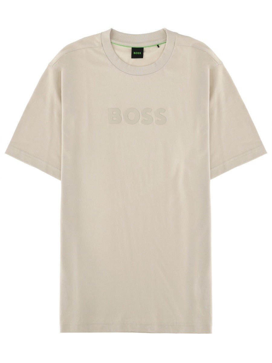 Boss Katoenen T-shirt met logo – Beige