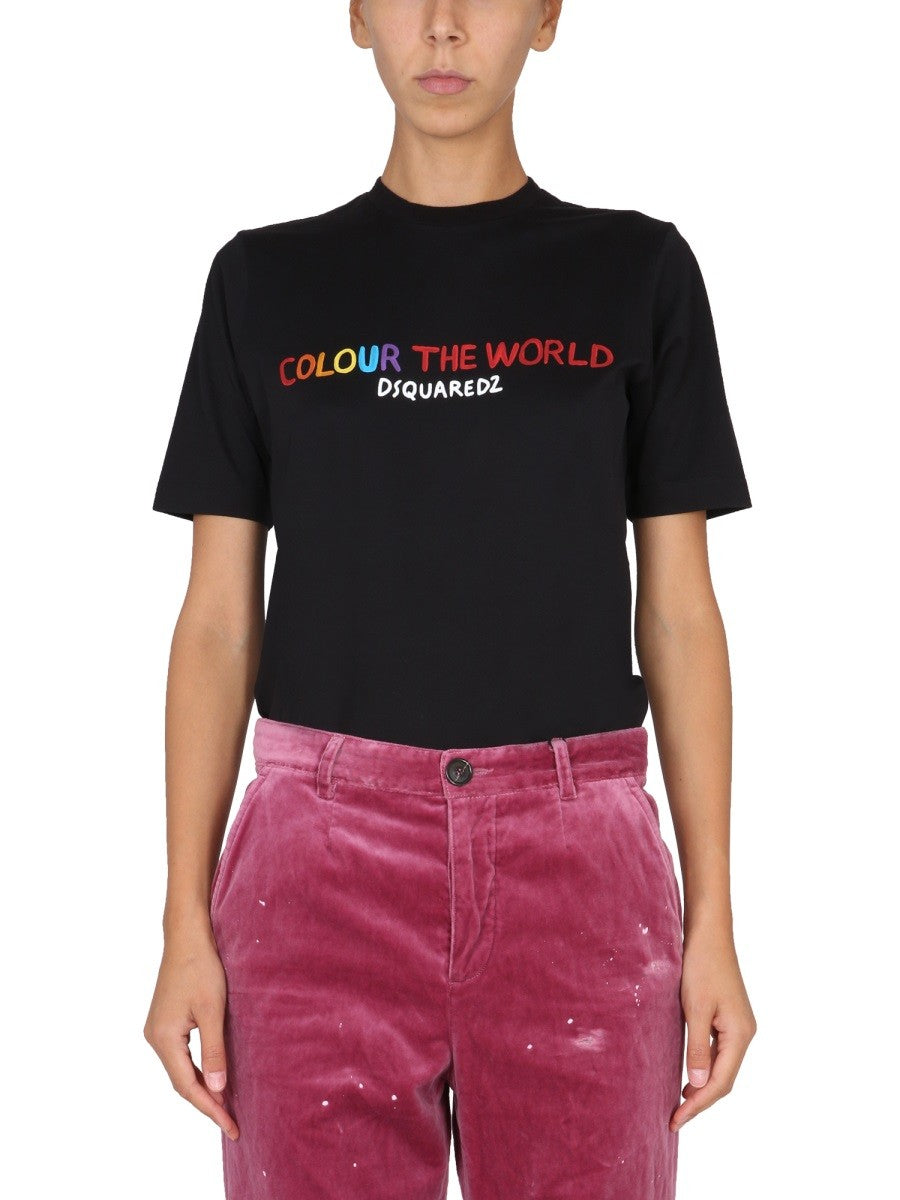 Dsquared2 T-shirt met logoprint – Zwart