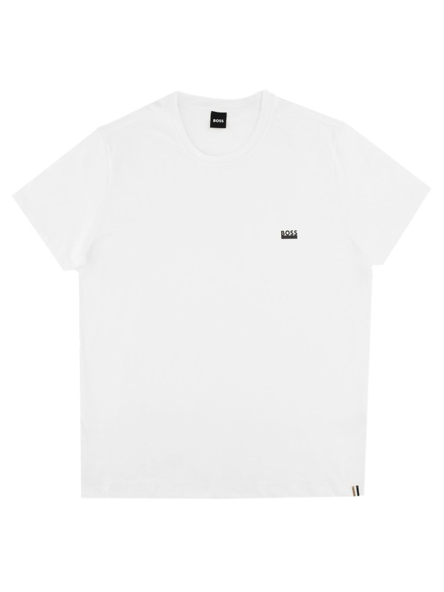 Boss Katoenen T-shirt met logo – Wit