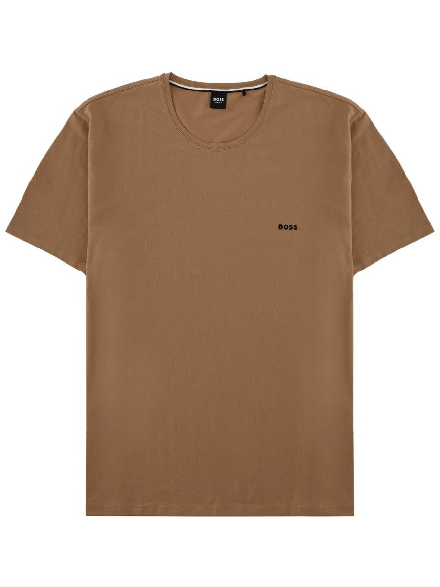 Boss Katoenen T-shirt met logo – Bruin