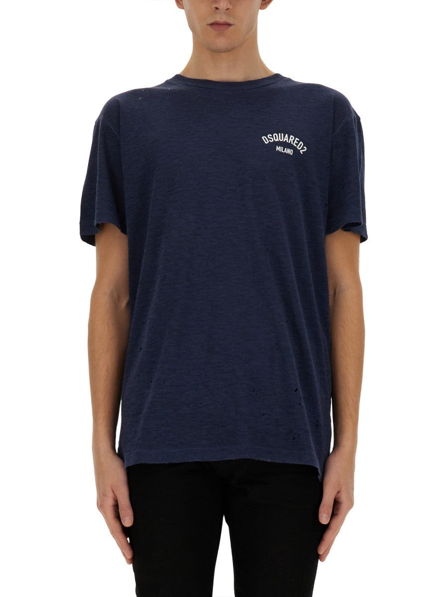 Dsquared2 T-shirt met logo – Marineblauw