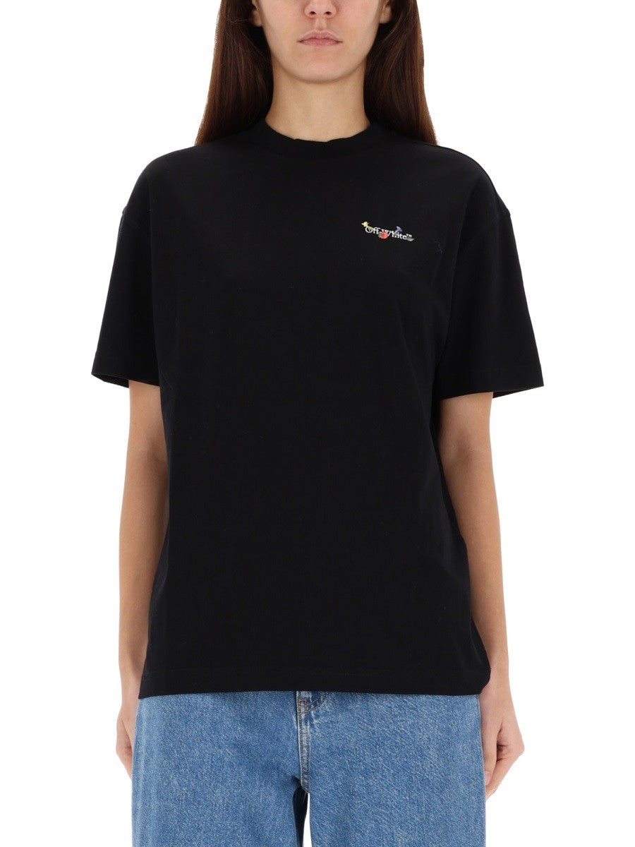 Off-White T-shirt met Logo Dames – Zwart