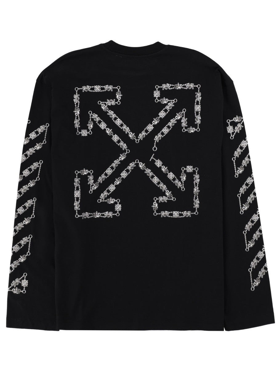 Off-White T-shirt met Logo – Zwart