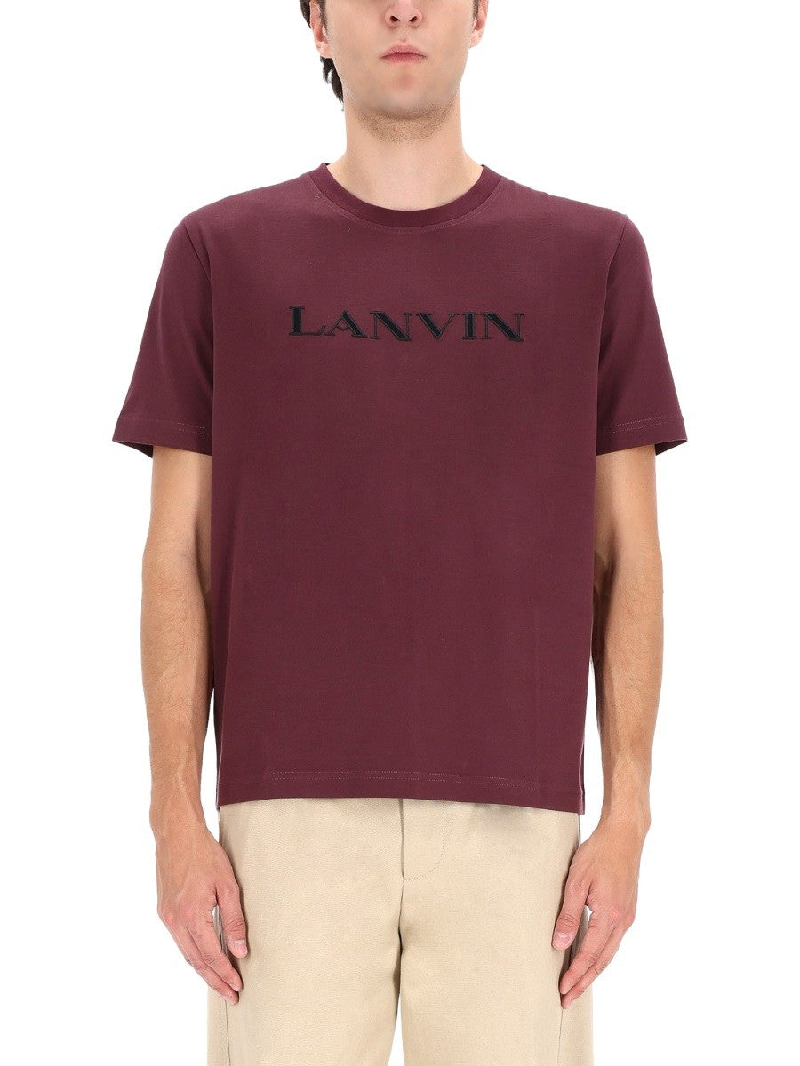 Lanvin T-shirt met Logo – Bordeaux
