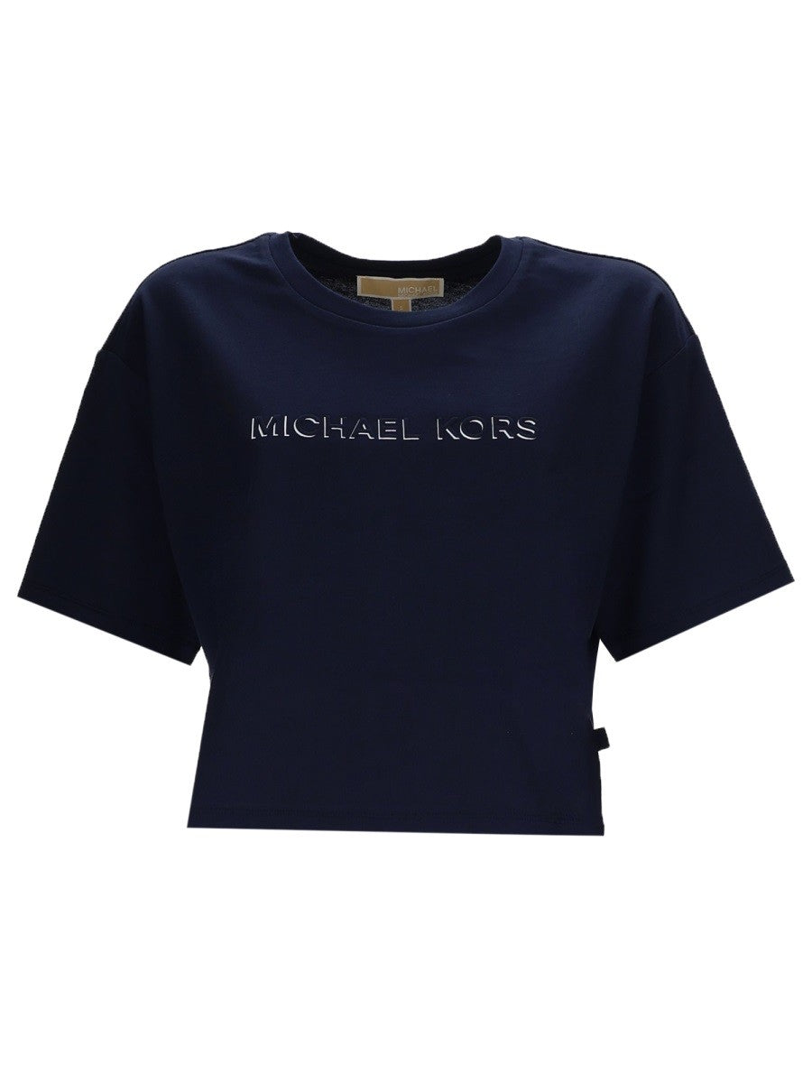Michael Kors Cropped T-shirt met logo – Marineblauw