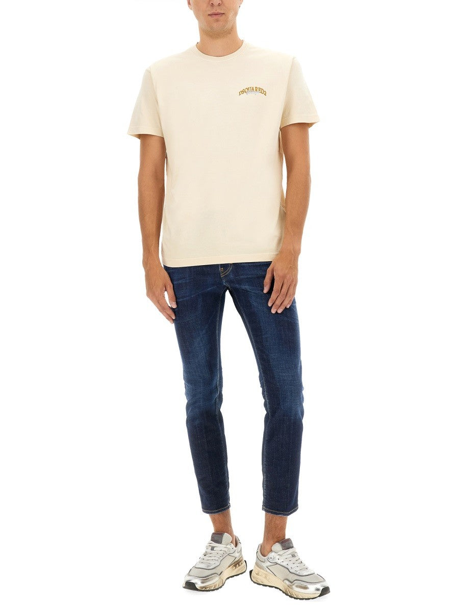 Dsquared2 T-shirt met logo – Beige