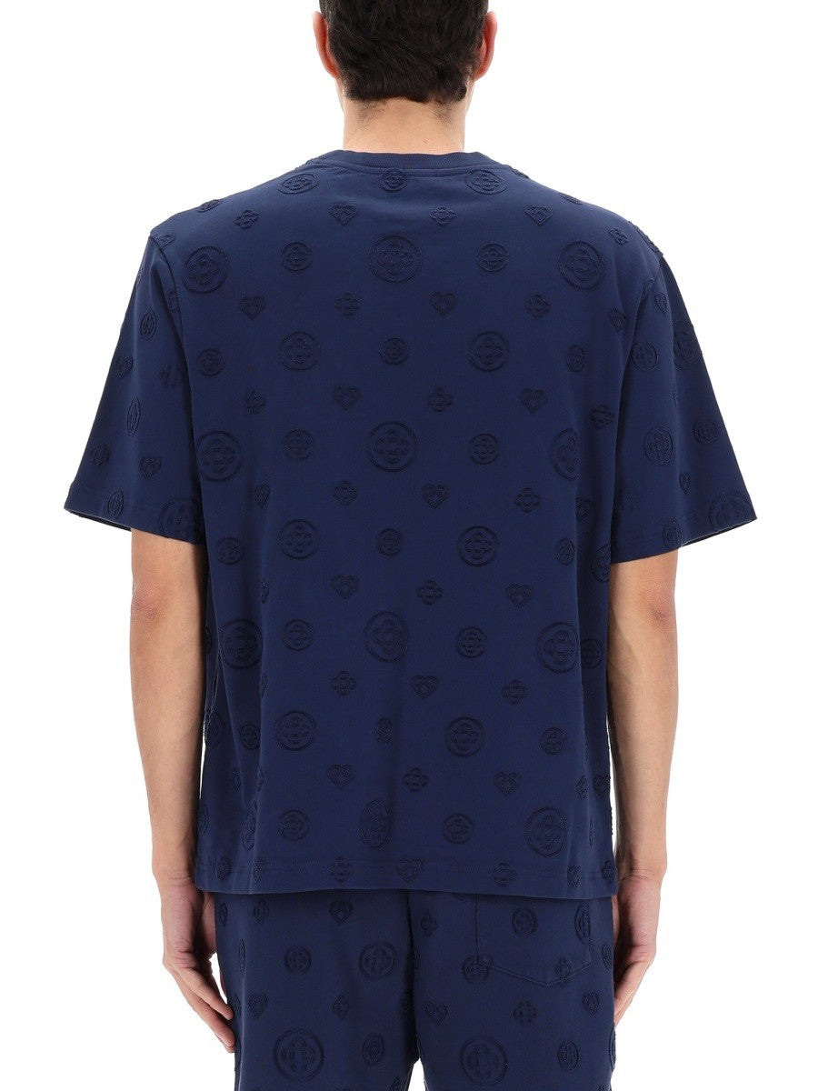 Casablanca T-shirt met monogram – Marineblauw