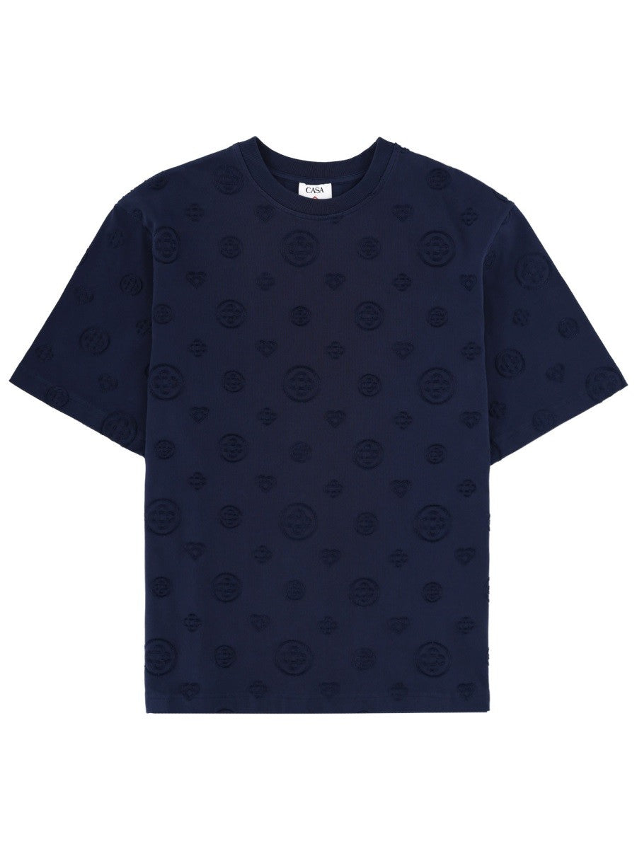Casablanca T-shirt met monogram – Marineblauw