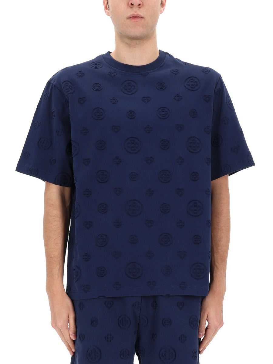 Casablanca T-shirt met monogram – Marineblauw