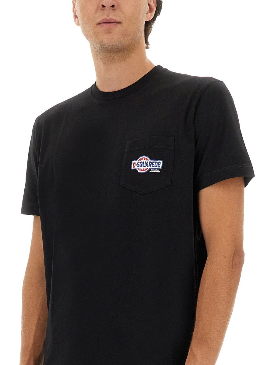 Dsquared2 T-shirt met borstzak en logo – Zwart