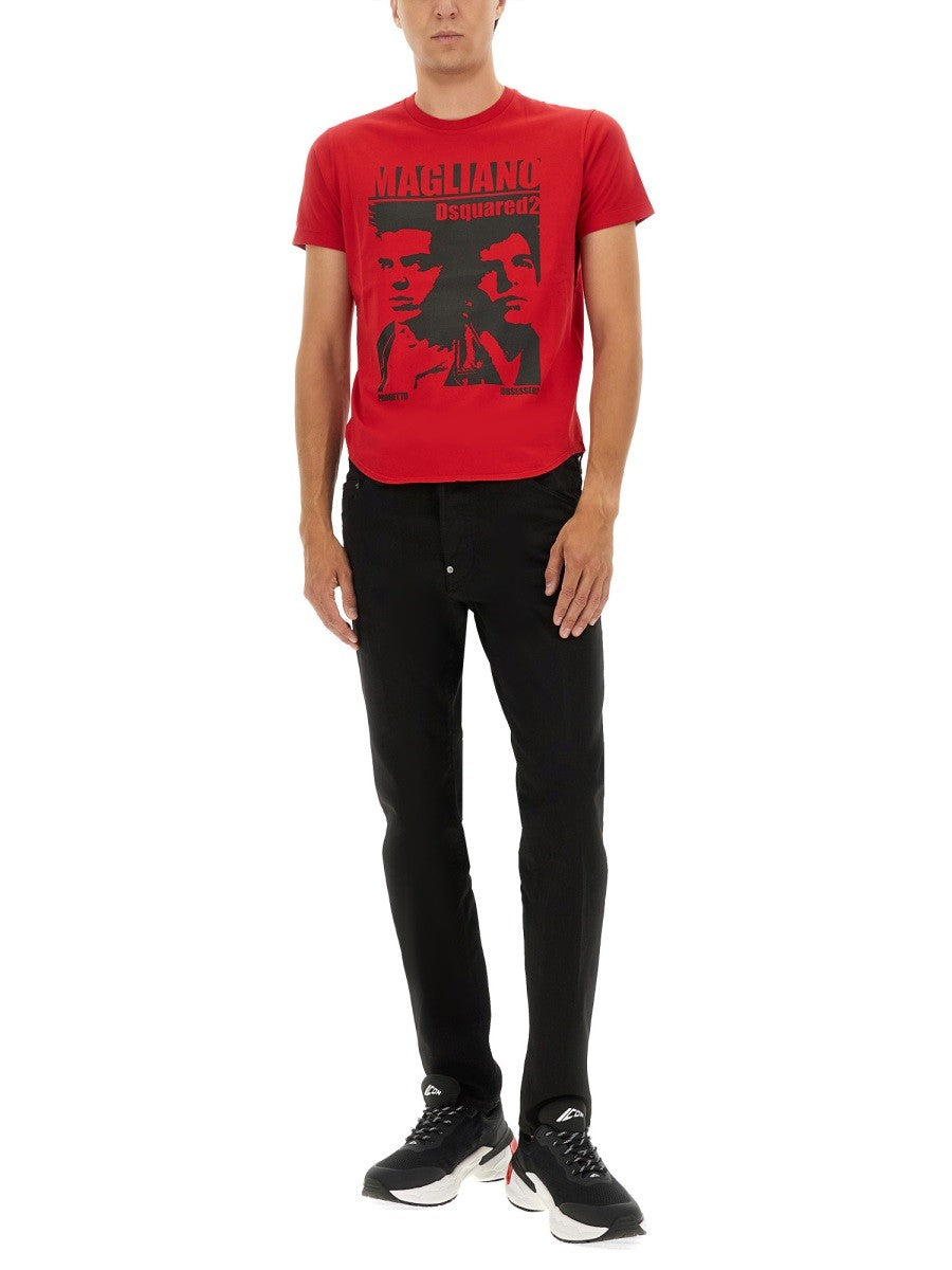 Dsquared2 T-shirt met print – Rood