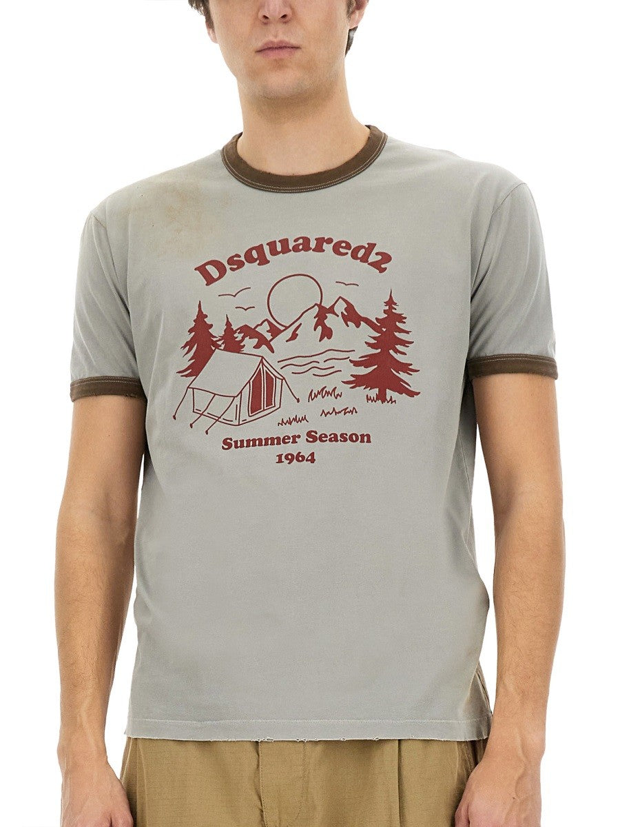 Dsquared2 T-shirt met print – Grijs