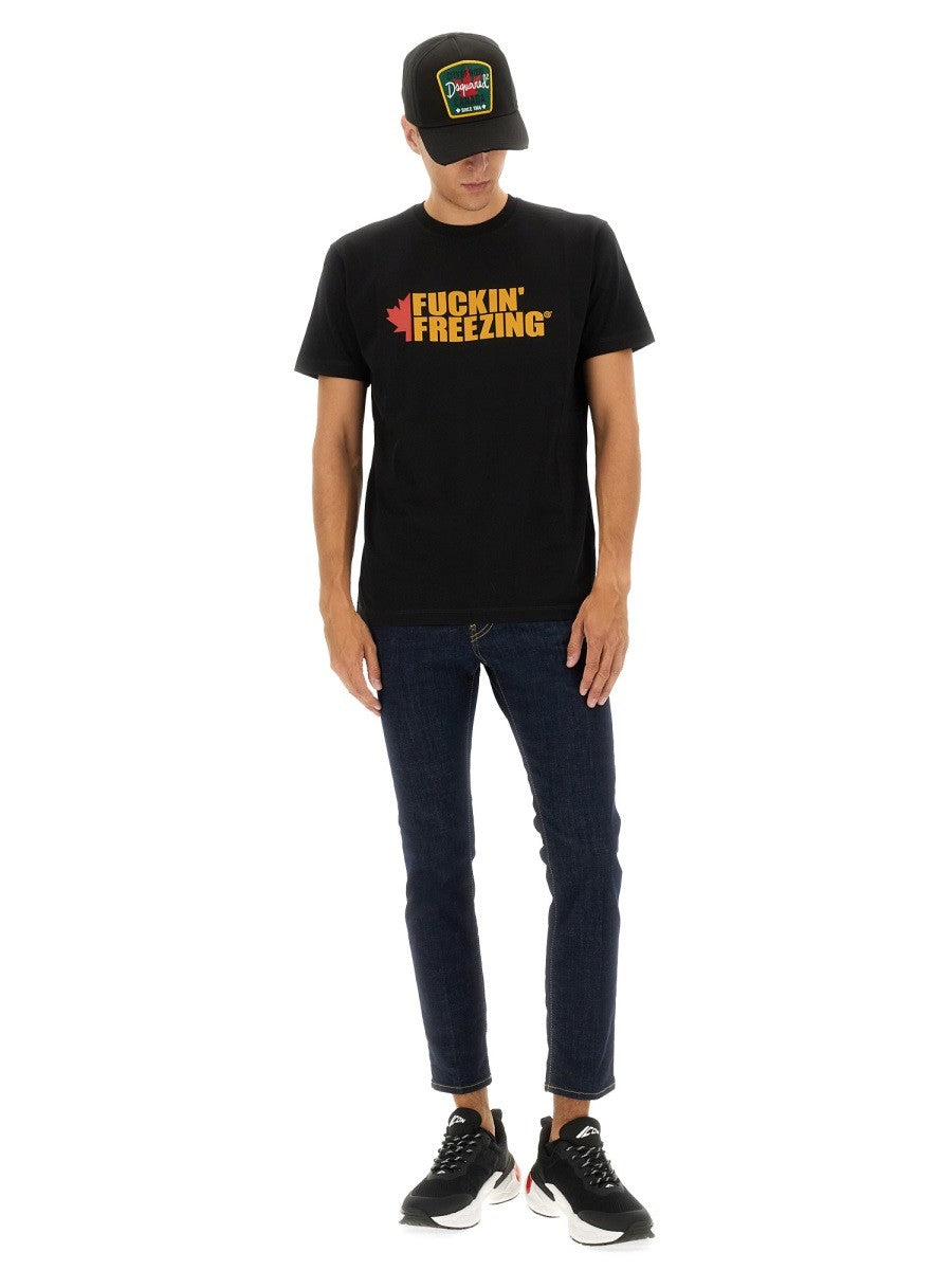 Dsquared2 T-shirt met print – Zwart