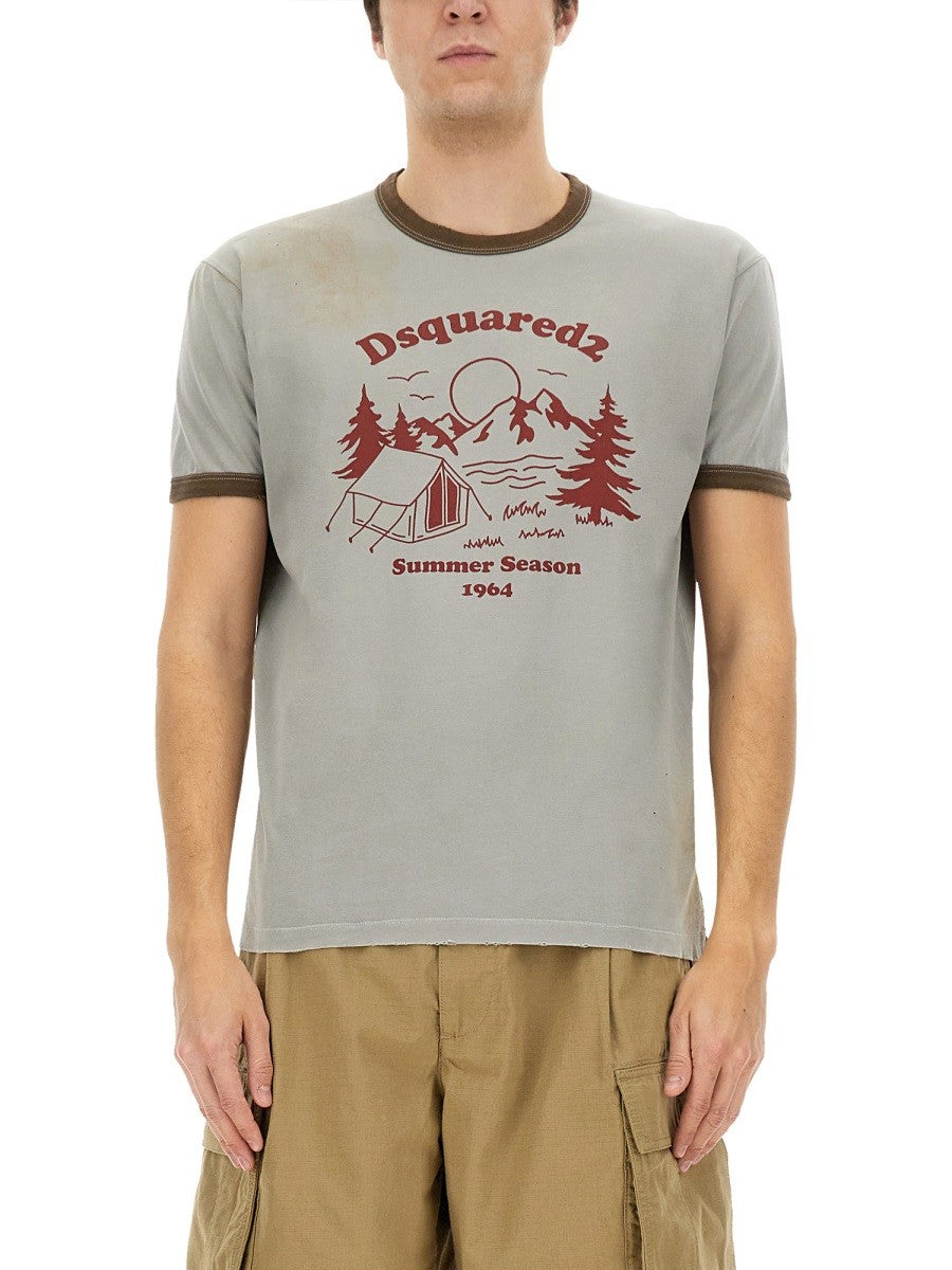 Dsquared2 T-shirt met print – Grijs
