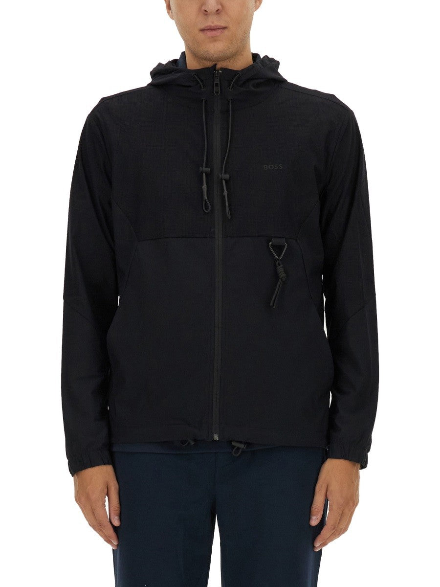 Boss Sweater van technische stof – Zwart