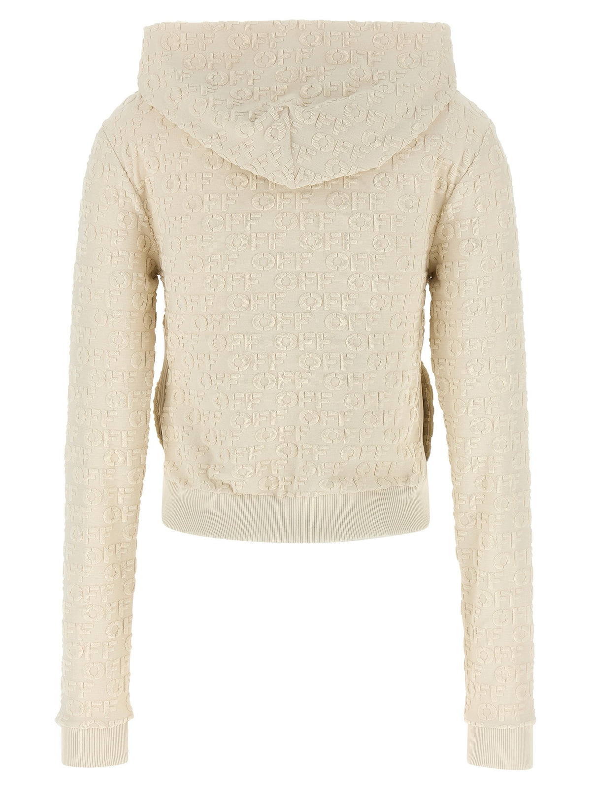 Off-White Terry Off Hoodie met Rits – Beige