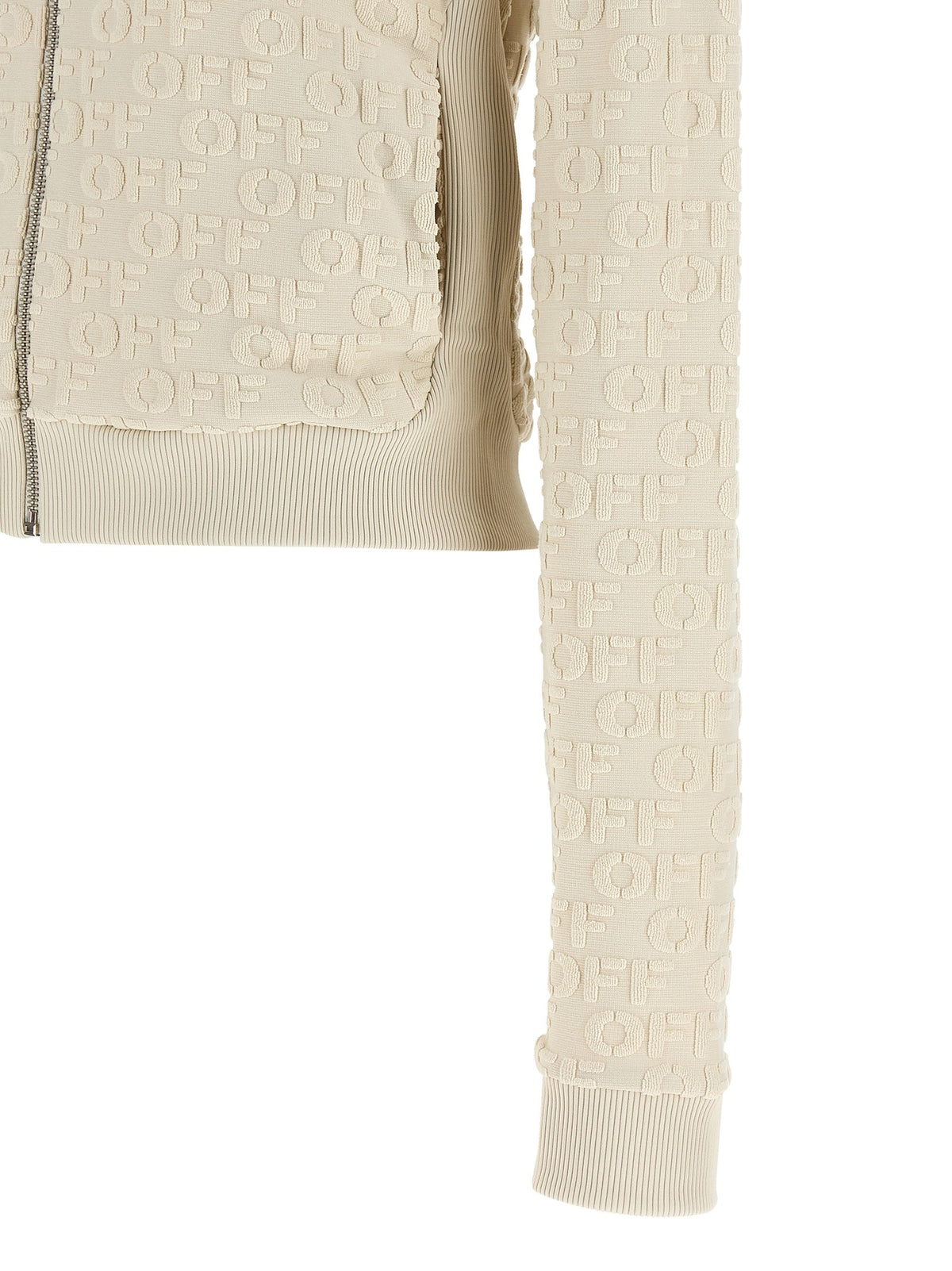 Off-White Terry Off Hoodie met Rits – Beige