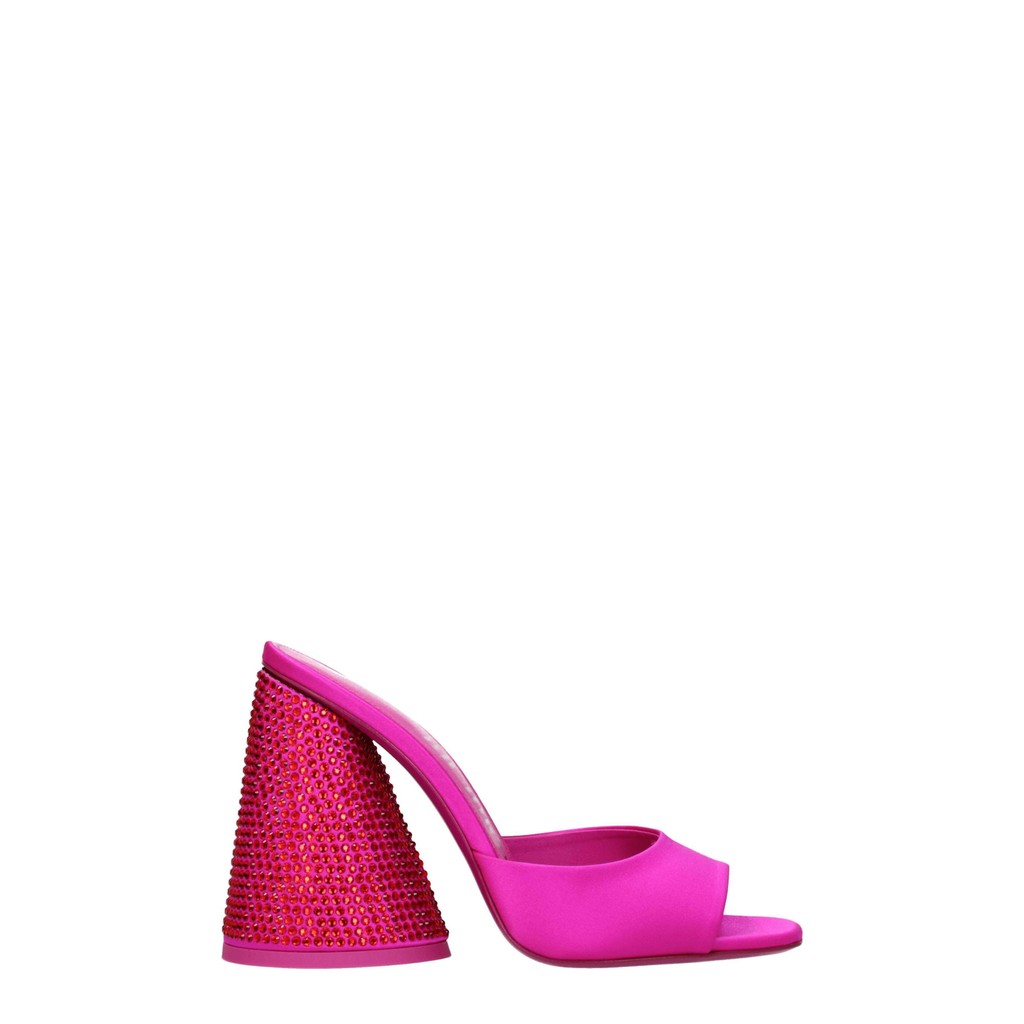 The Attico Muiltjes van satijn met hak – Fuchsia