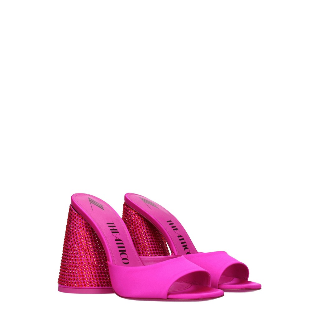 The Attico Muiltjes van satijn met hak – Fuchsia