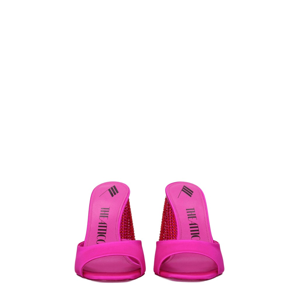 The Attico Muiltjes van satijn met hak – Fuchsia