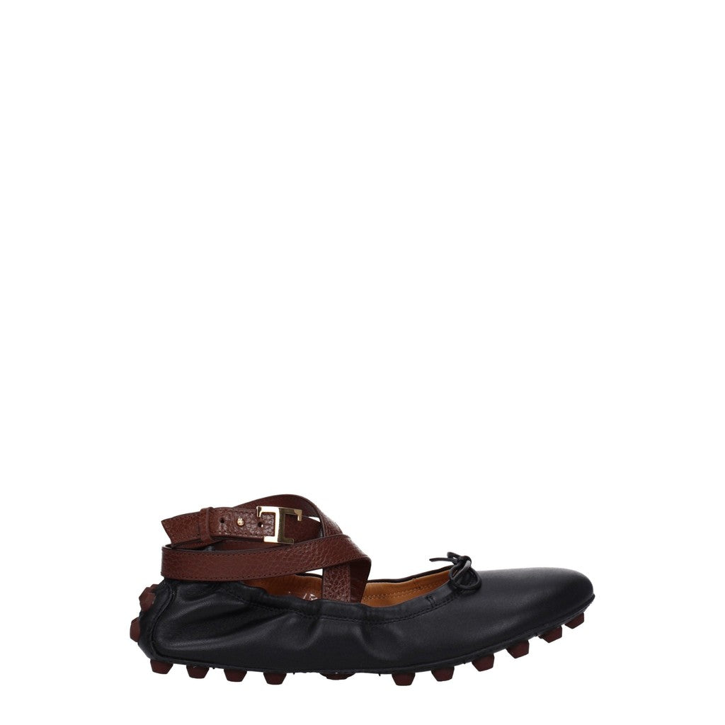 Tod's Bubble Ballerina's met bandjes – Zwart / Bruin