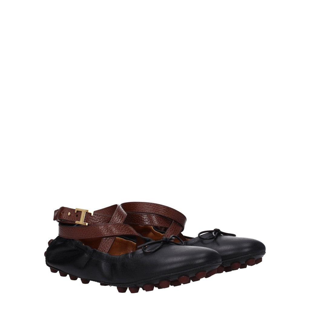 Tod's Bubble Ballerina's met bandjes – Zwart / Bruin
