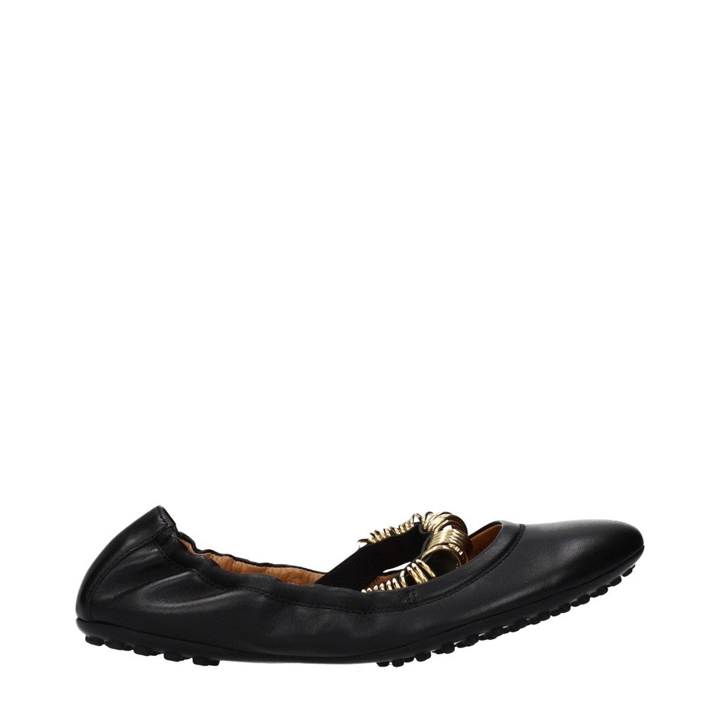 Tod's Leren ballerina's met ringdetail – Zwart