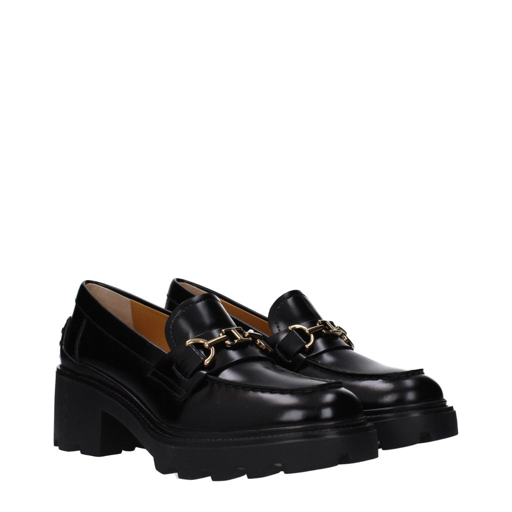 Tod's Leren loafers met hak en profielzool – Zwart