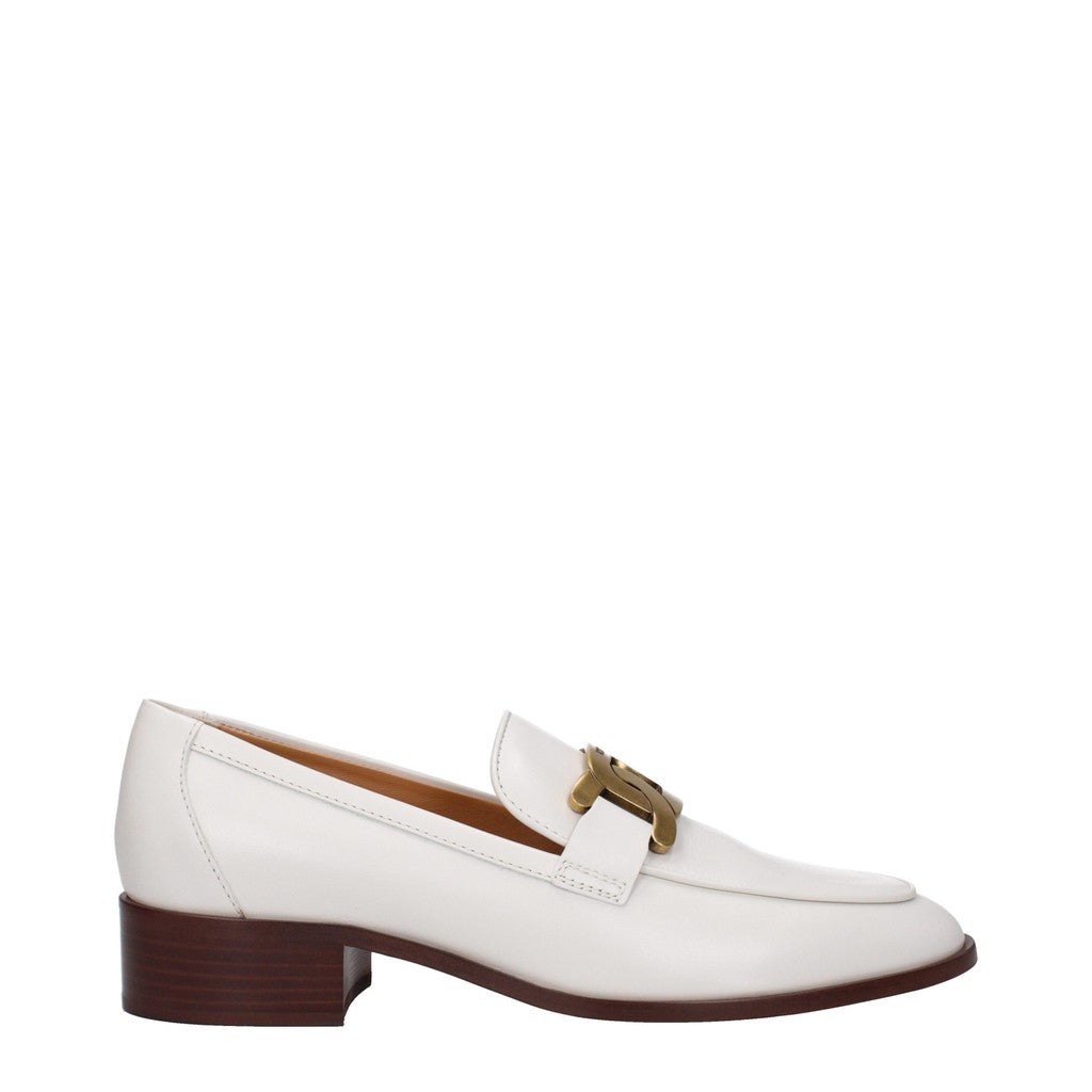 Tod's Leren loafers met ketting en hak – Wit