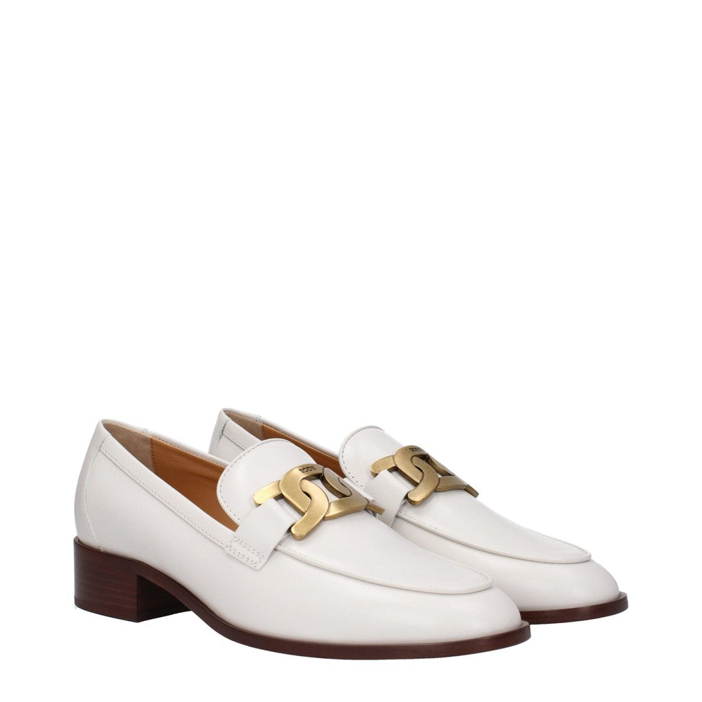 Tod's Leren loafers met ketting en hak – Wit